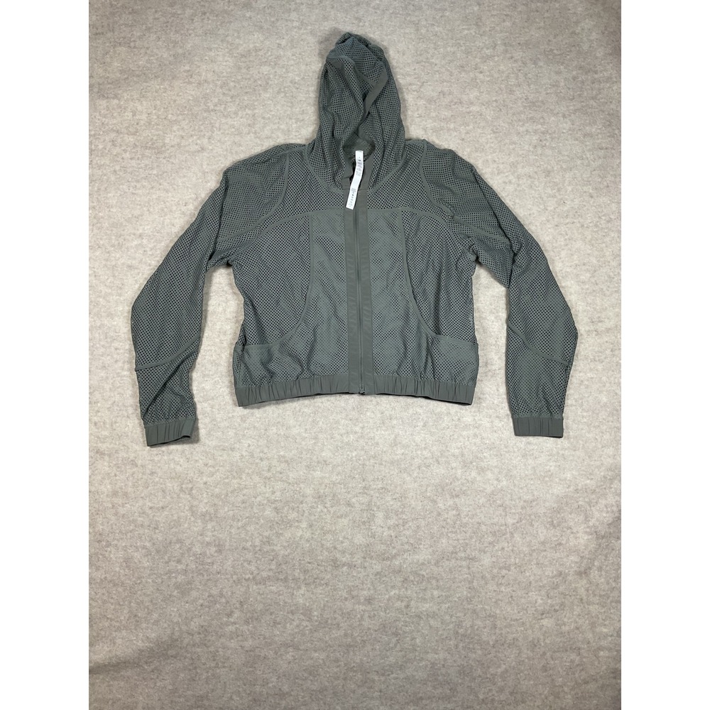 Lululemon Women's Full Zip Hoodie Jacket Mesh Activewear Sage Green Size 8
